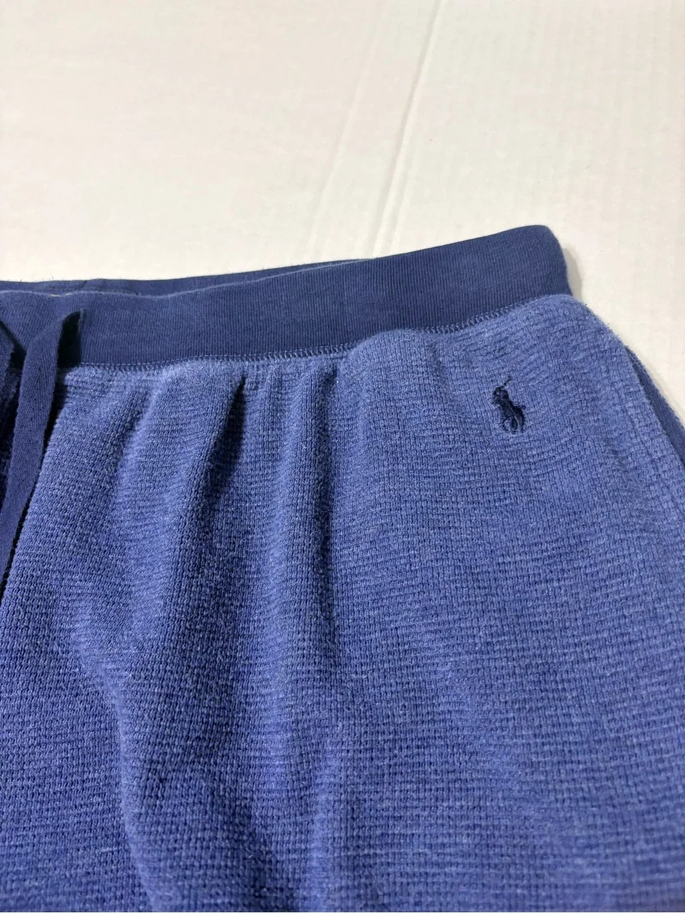 Men’s Polo Ralph Lauren Classic Blue Cotton Waffle Lounge Pants Drawstring Waist
